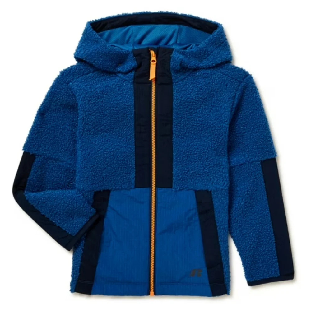 Russell Athletic Boys Blue Faux Sherpa Full Zip Jacket Size Small 6/7